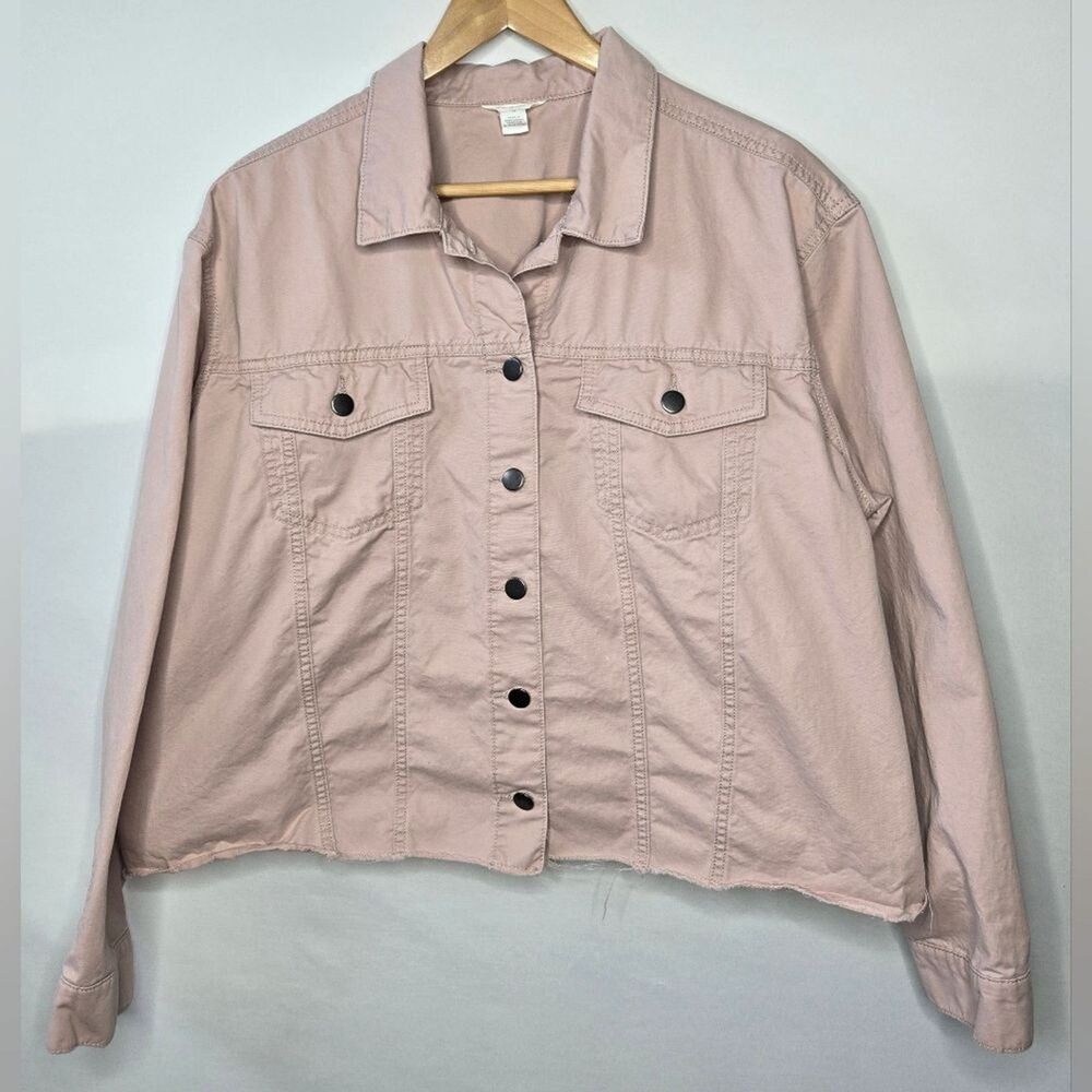 Women's Caslon Blush Pink Jacket w/ Raw Edge Hem Size 2X